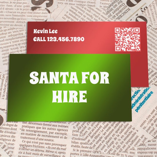 QR Funny Santa für Miete Visitenkarte (QR Funny Santa for Hire Business Cards)