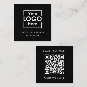 QR-Geschäftslogo Beruflich Schwarz-weiß Quadratische Visitenkarte