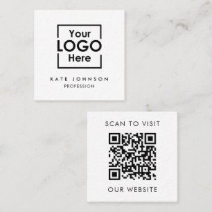 QR-Geschäftslogo Beruflich Schwarz-weiß Quadratische Visitenkarte