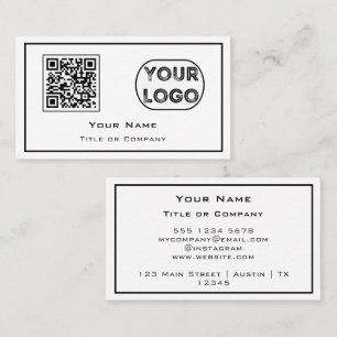 QR-Geschäftslogo Minimalistisches White Business C Visitenkarte