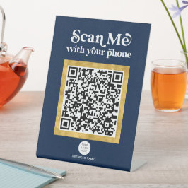 QR-Geschäftszeichen für Navy BLue Modern Networkin Sockelschild