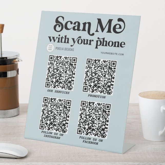 QR-Geschäftszeichen, Moderne Typografie-Scannierba Sockelschild (In Situ)