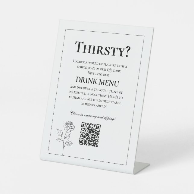 QR GETRÄNKE Hochzeitmenü Zeitloses Blut Sockelschild (Vorderseite)
