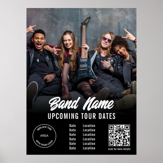 QR Gigs Tour Dates Black (Foto mit kundenspezifisc Poster (Vorne)