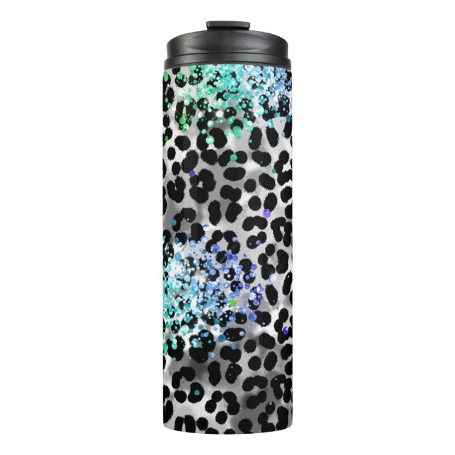 *~* QR Glitzer Muster für Leoparden Thermosbecher (Vorderseite)