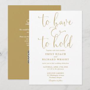 QR-Gold-Hochzeit zu haben und zu halten Einladung