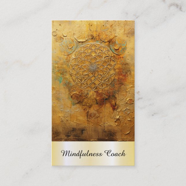 *~* QR Goldblume des Lebens AP92 Reiki Sacred Visitenkarte (Vorderseite)