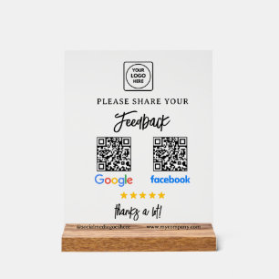 QR Google Facebook Bewertungs Acrylschild