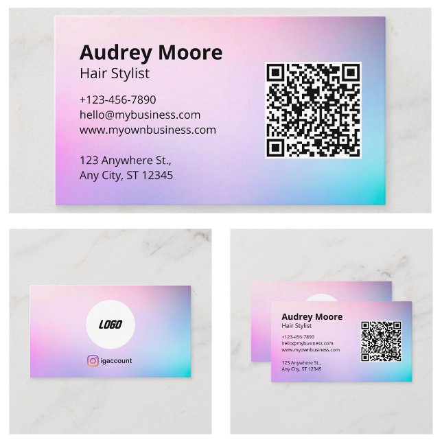 QR-Haarsalon für Haarstühle Visitenkarte (Hair Stylist Logo QR Hair Salon Business Card
)