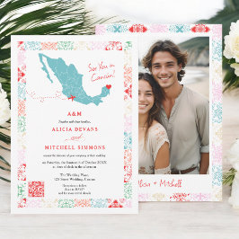 QR-Hochzeit in Urlaubsort für tropisches Mexiko Einladung