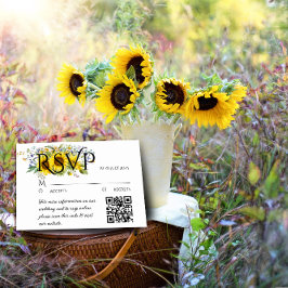 QR Hochzeitskarte für Sonnenblumen Tischnummer