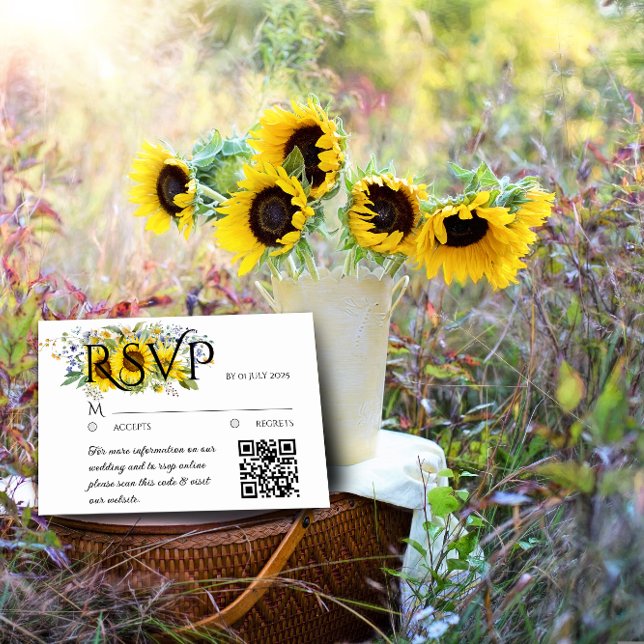 QR Hochzeitskarte für Sonnenblumen Tischnummer (Von Creator hochgeladen)