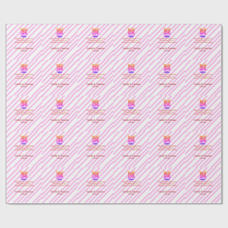 QR HOCHZEITSWEBSITE rosa gestreifter Name Datum mo Geschenkpapier