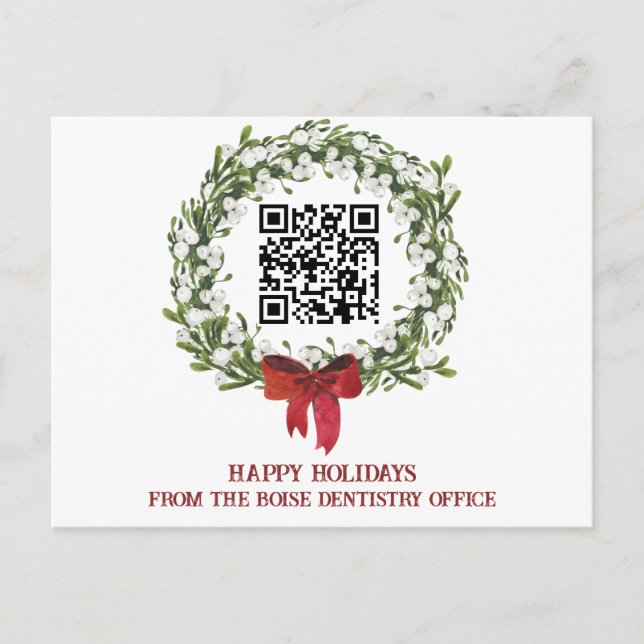 QR Holiday Postkarte für Unternehmen (Vorderseite)