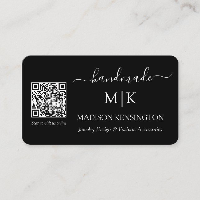 QR-Karte für handmade Business für Monogram oder L Visitenkarte (Vorderseite)