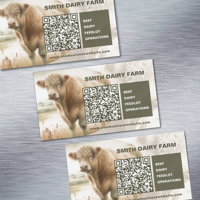 QR-Kartenmagnete für Kuhgeschäfte Magnetische Visitenkarte (Cow Business QR Code Card Magnets)