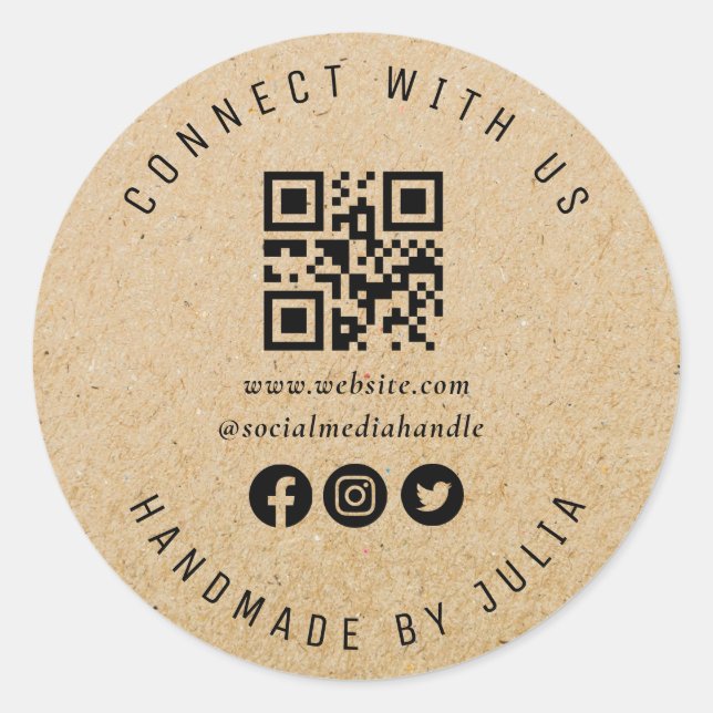 QR-Kodex für Social-Media-Unternehmen Runder Aufkleber (Vorderseite)