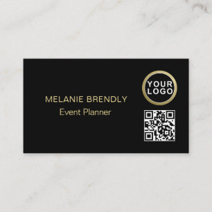 QR-Logo Einfache Black Gold Business Card Visitenkarte