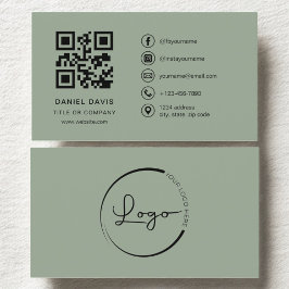 QR-Logo für Berufliche Unternehmen in Sage Green Visitenkarte