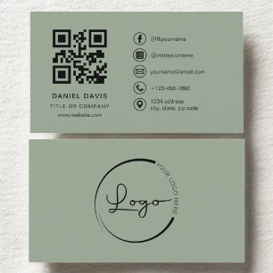 QR-Logo für Berufliche Unternehmen in Sage Green Visitenkarte