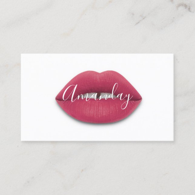 QR-Logo für das Logo "Makeup Artist White Rose Lip Visitenkarte (Vorderseite)