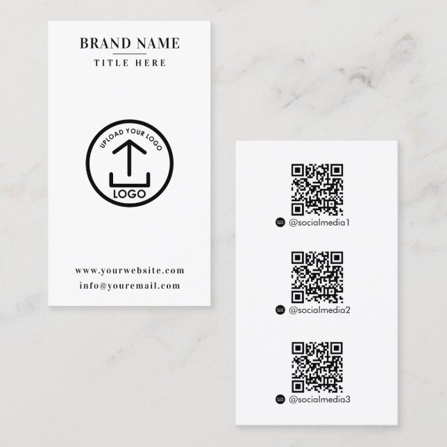QR-Logo für digitale Kontakte mit weißem Scanner Visitenkarte (Vorne/Hinten)