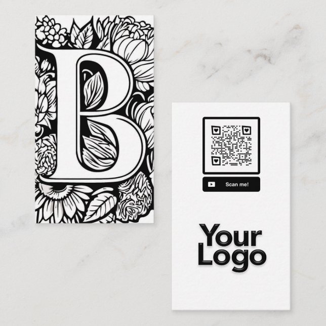 QR-Logo für mit Monogramm B-Farbkombinationen Visitenkarte (Vorne/Hinten)