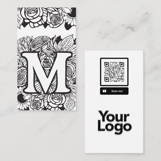 QR-Logo für mit Monogramm M-Farbkombinationen Visitenkarte (Vorne/Hinten)
