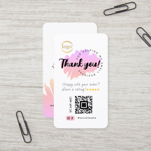 QR-Logo für Social Media Vielen Dank für Ihre Krea Visitenkarte (Vorderseite/Rückseite Beispiel)