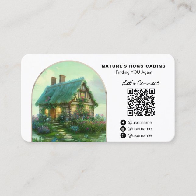 *~* QR Logo Hütte Lodge Cabin Miete AP49 Visitenkarte (Vorderseite)