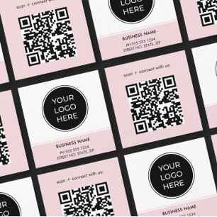 QR-Logo-Platz-Visitenkarte für Soft Pink Quadratische Visitenkarte