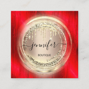 QR-Logo-Shop Blush Rose Gold Tropfen Red Quadratische Visitenkarte