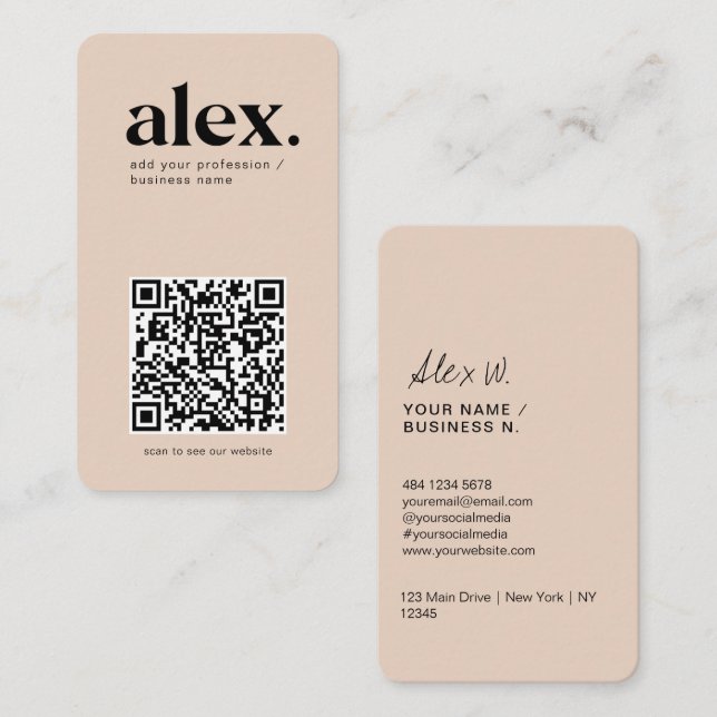 QR-Logo-Visitenkarte für moderne Rosa-Logos Visitenkarte (Vorne/Hinten)