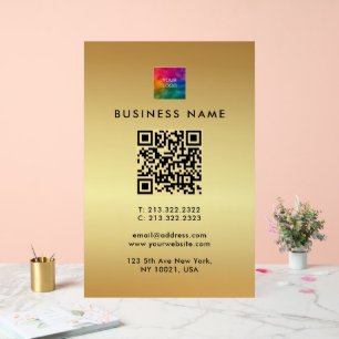 QR-Logo-Werbefilm Gold Template Glam Acrylschild