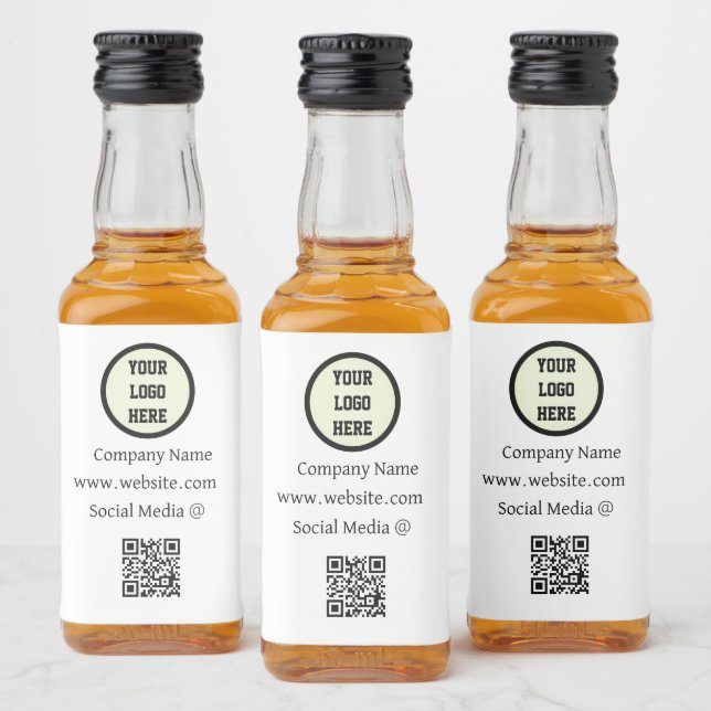 QR-Logofirma Black Business Alkoholflaschenetikett (Flaschen)