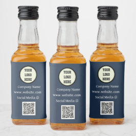 QR-Logofirma Navy Blue Business Alkoholflaschenetikett