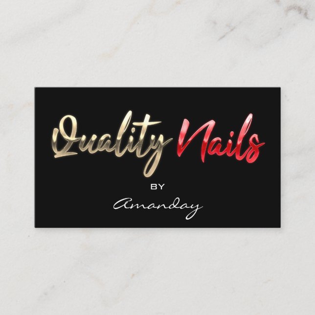 QR-Logokombinationen für Qualitäts-Nails, schwarze Visitenkarte (Vorderseite)