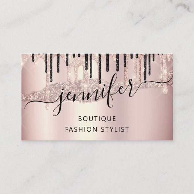QR-Logos Abstrakte Online-Shop-Rose Gold-Tropfen Visitenkarte (Vorderseite)
