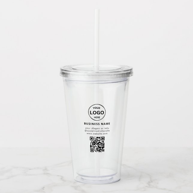 QR-Logos Business Minimalistisch Einfach Acryltrinkbecher (Vorderseite)