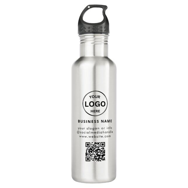 QR-Logos Business Minimalistisch Einfach Edelstahlflasche (Vorderseite)