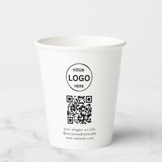 QR-Logos Business Minimalistisch Einfach Pappbecher (Vorderseite)