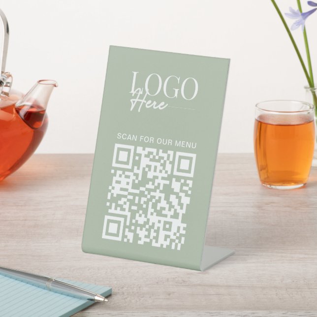 QR-Logos für Unternehmen Modernes, einfaches Menü Sockelschild (In SItu)
