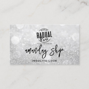 QR-Logos Makeup Nails Silbergrauer Glitzer Visitenkarte