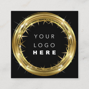 QR-Logos Schwarz-weißer Gold Online-Shop Quadratische Visitenkarte
