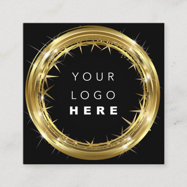 QR-Logos Schwarz-weißer Gold Online-Shop Quadratische Visitenkarte (Vorderseite)