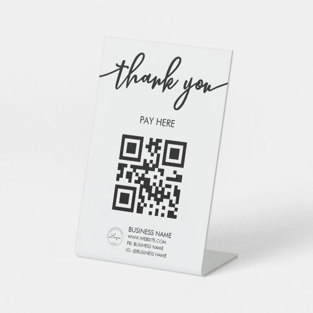 QR-Logoschild für White Scan Me QR Sockelschild (Vorderseite)