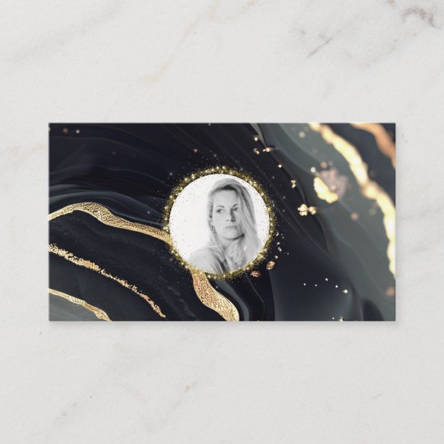 *~* QR Marmorlogo Gold Glitzer AP66 Foto Visitenkarte (Vorderseite)