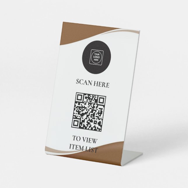 QR Menu Pedestal display holder Sockelschild (Vorderseite)