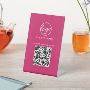 QR-Menü Restaurant Business-Logo-Hotline Sockelschild