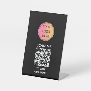 QR-Menü-Zeichen für Schwarze Eleganz Sockelschild